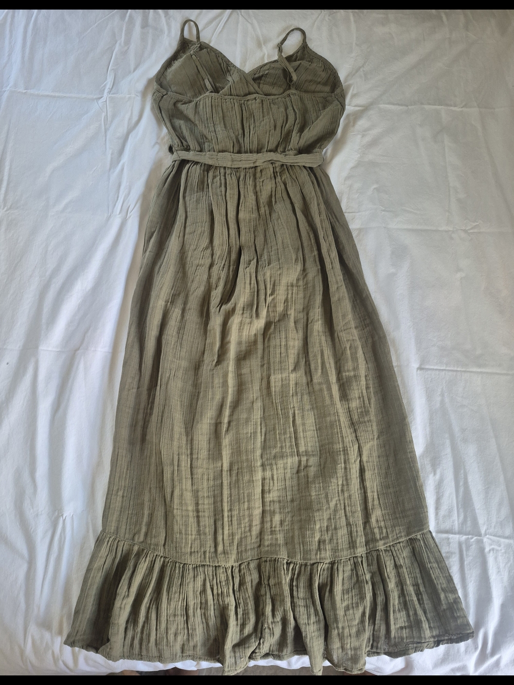 Olive Green Ruffle Wrap Maxi Dress - Picture 2 of 2